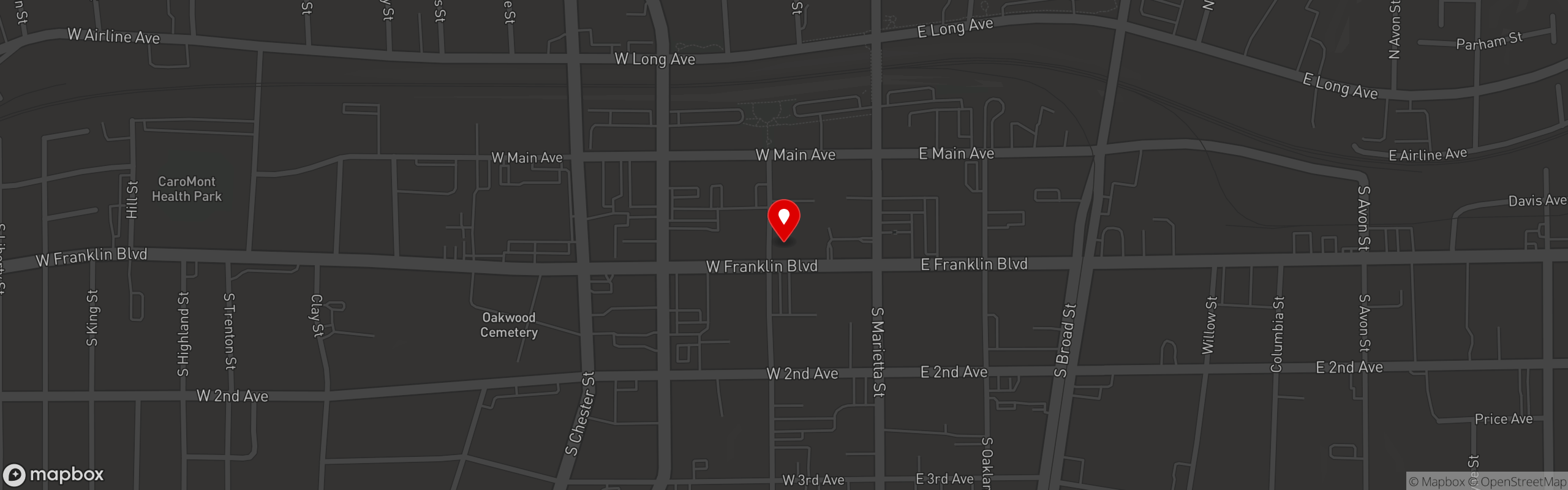 Street map pinning Webb Custom Kitchen in Gastonia