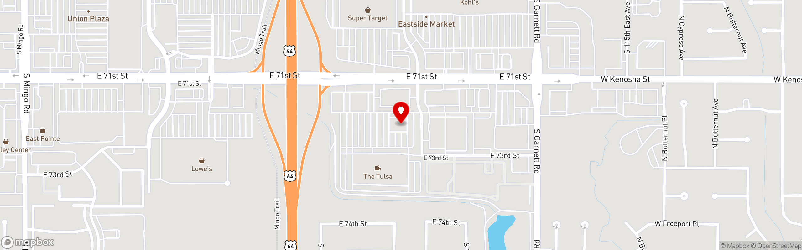 Street map pinning Craving Crab in Tulsa, OK