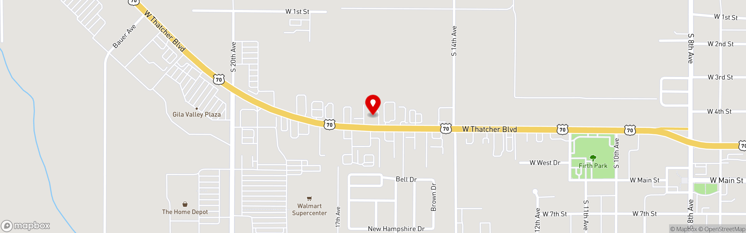 Street map pinning Jerry's Restaurant in Jerry's Restaurant Safford