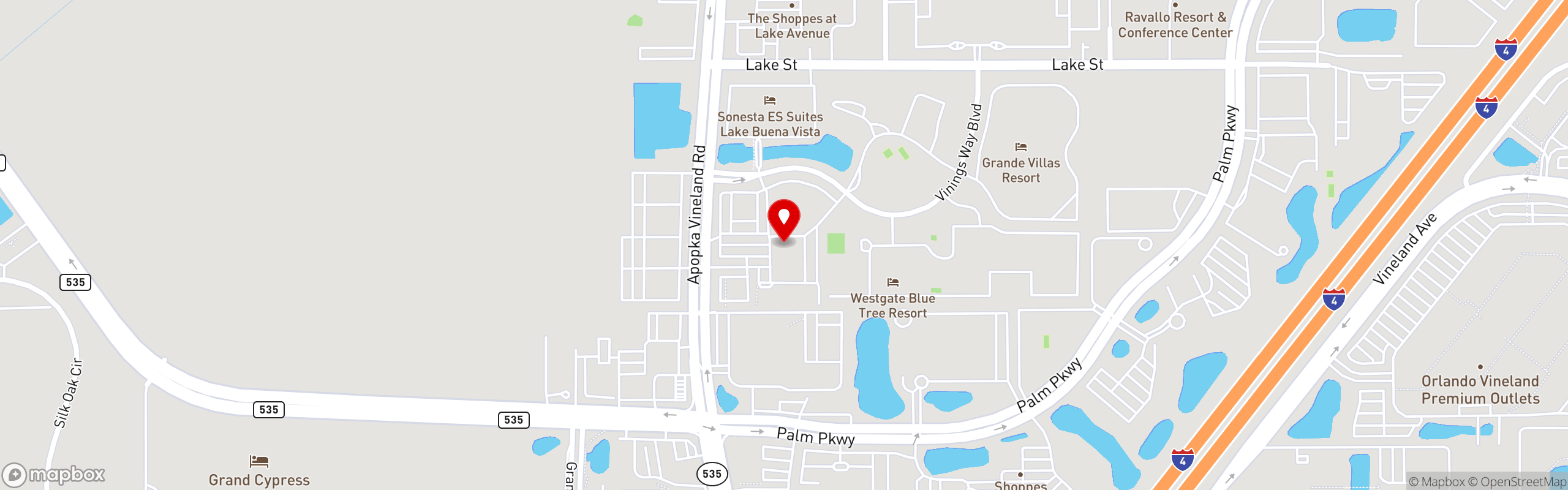 Street map pinning El Patron Restaurante Mexicano in Orlando