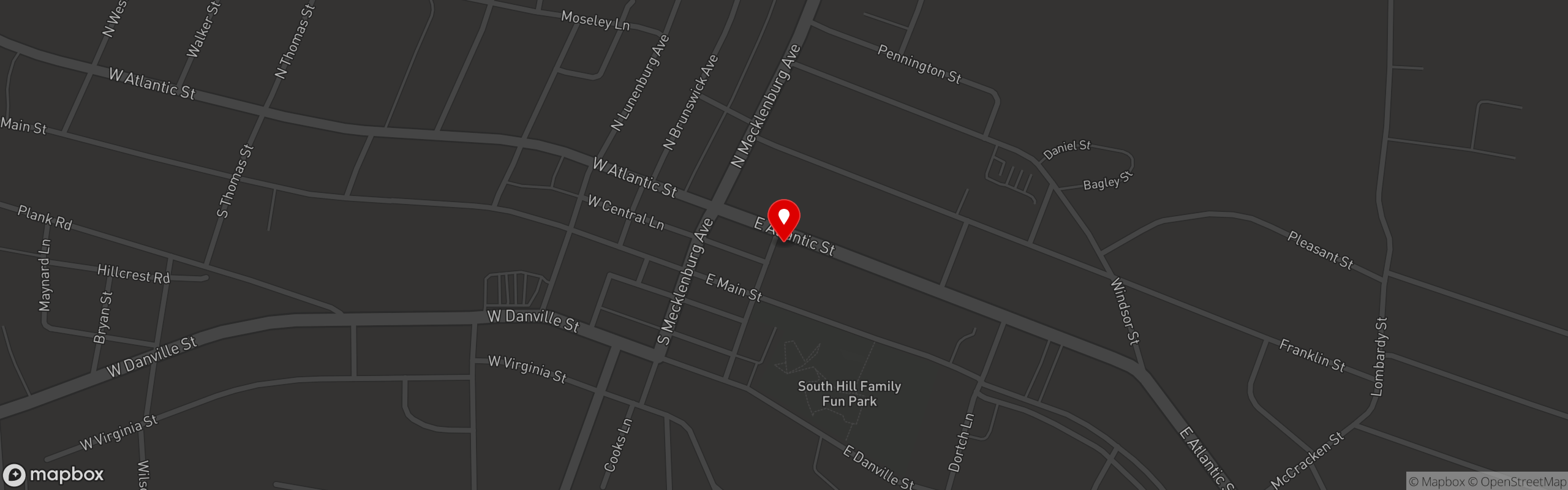 Street map pinning Marino's Pizza in Marino's Pizza