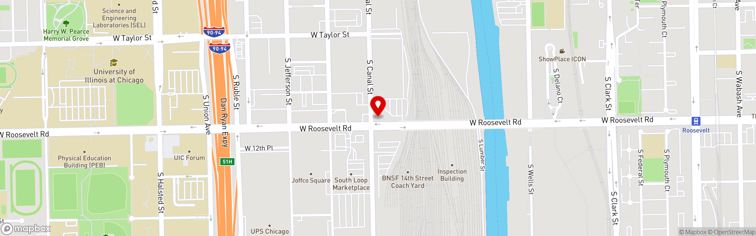 Street map pinning White Palace Grill in White Palace Grill