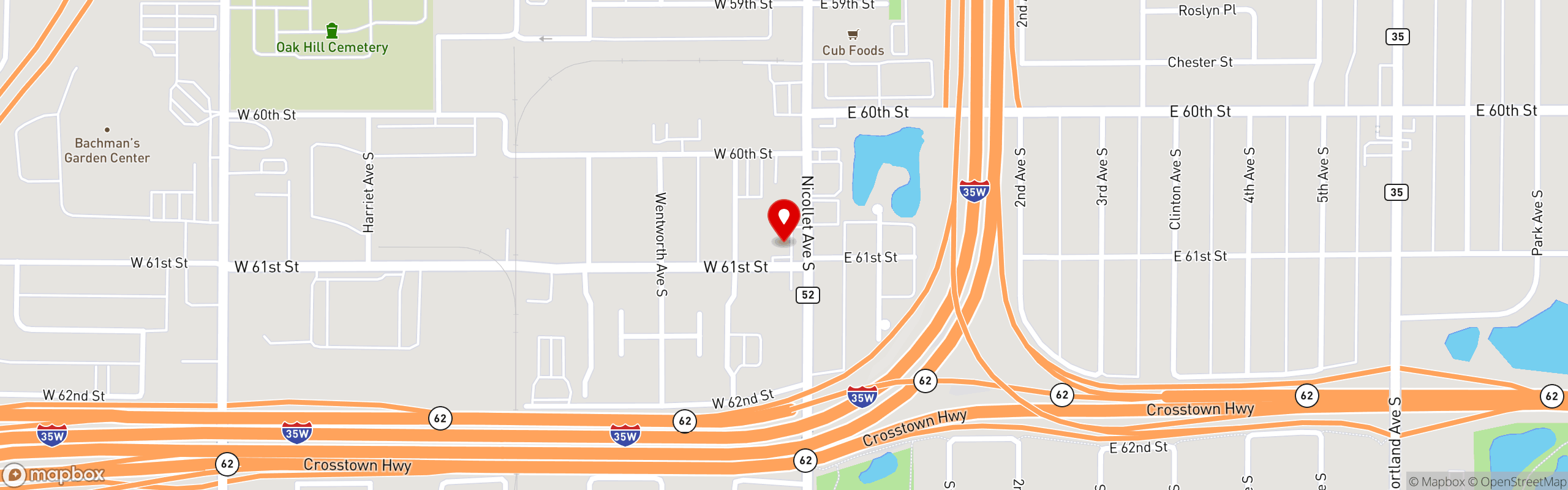 Street map pinning Tailgate in South Minneapolis