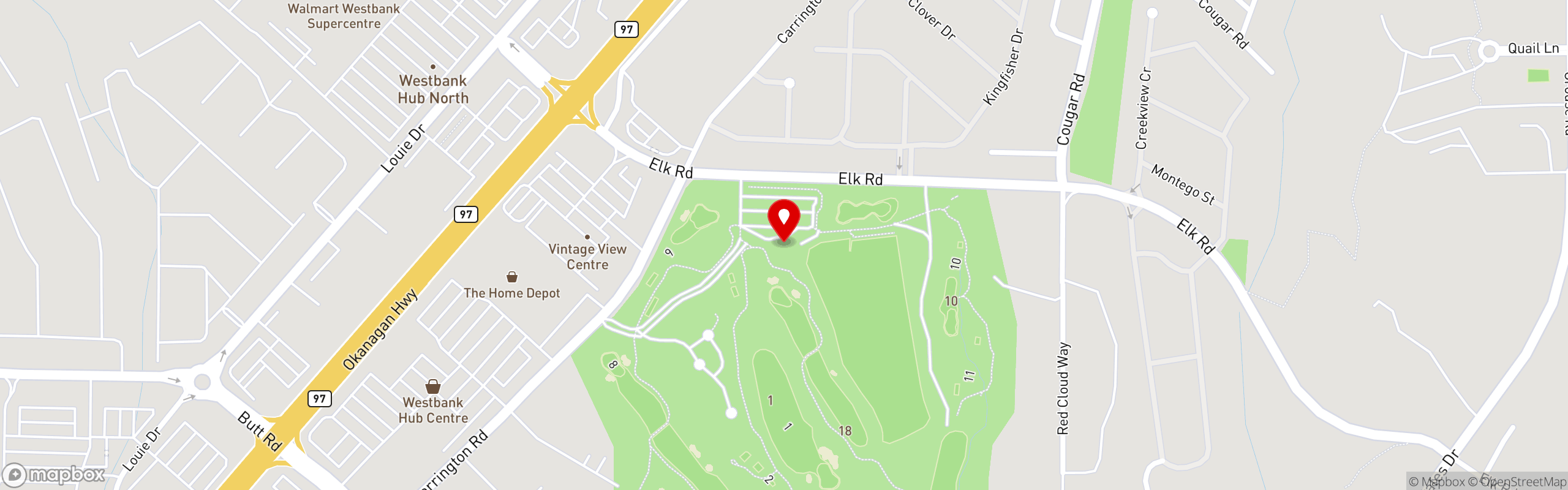 Street map pinning 19 Okanagan Grill + Bar in West Kelowna