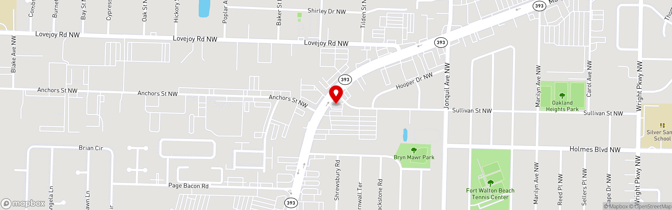 Street map pinning YardBirdz in Fort Walton Beach