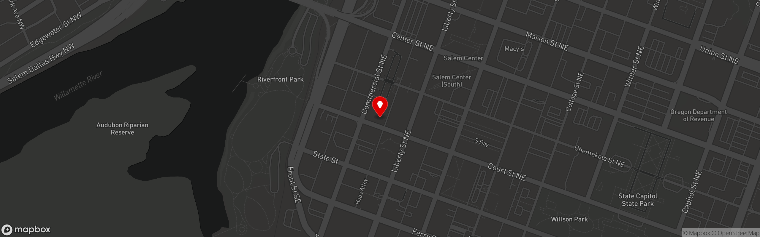 Street map pinning Venti's Cafe + Beer Vault in Venti's Cafe + Beer Vault