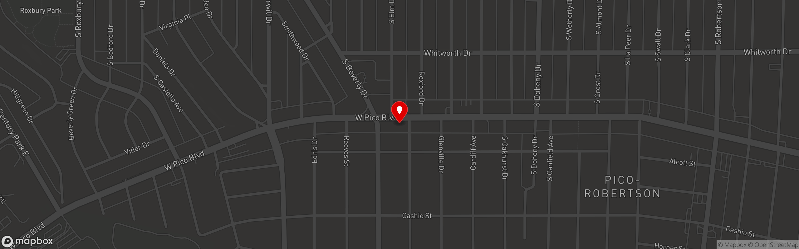 Street map pinning Factor's Famous Deli in Factor's Famous Deli