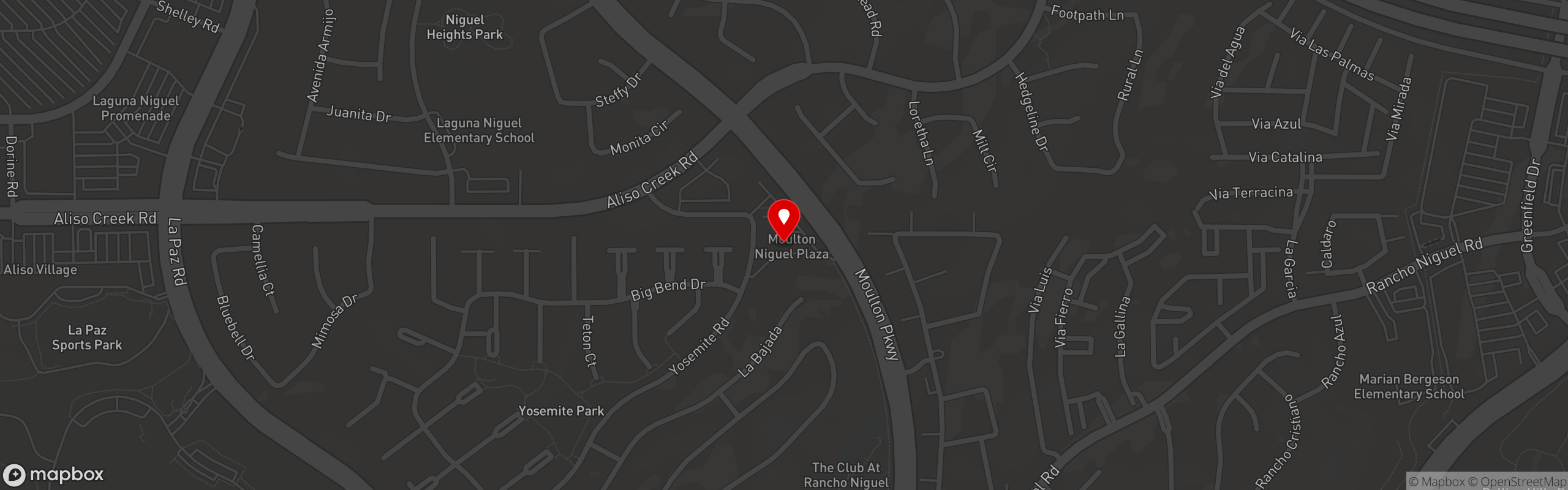Street map pinning Bricco Cucina and Wine Bar in Laguna Niguel