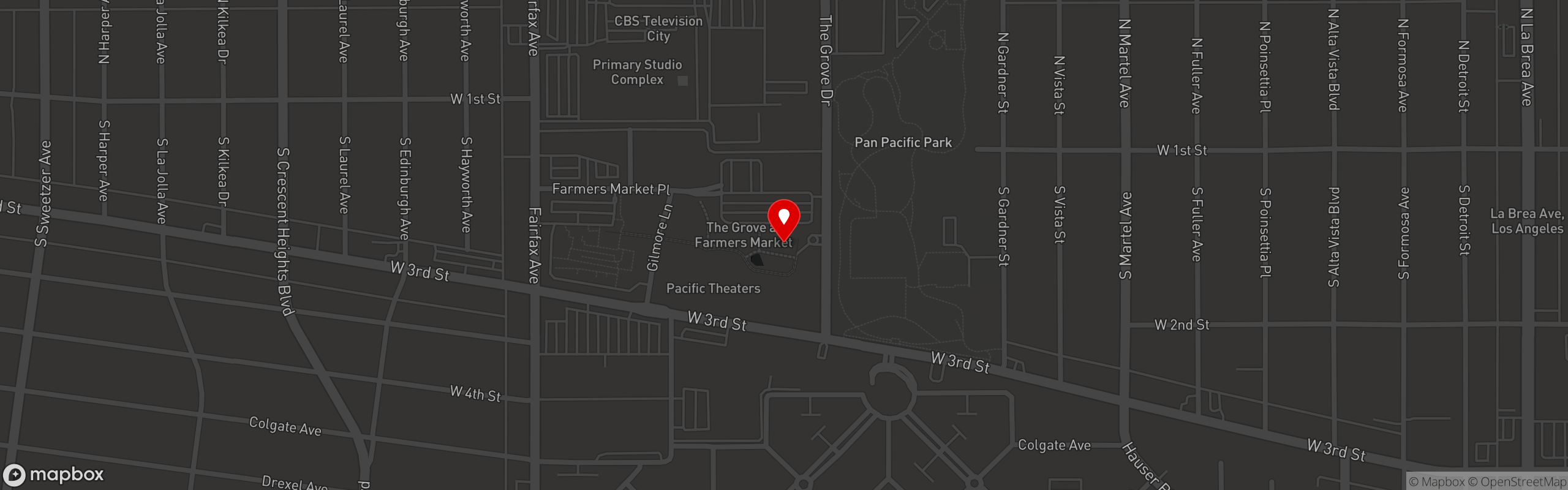 Street map pinning The Fountain Bar in The Grove LA