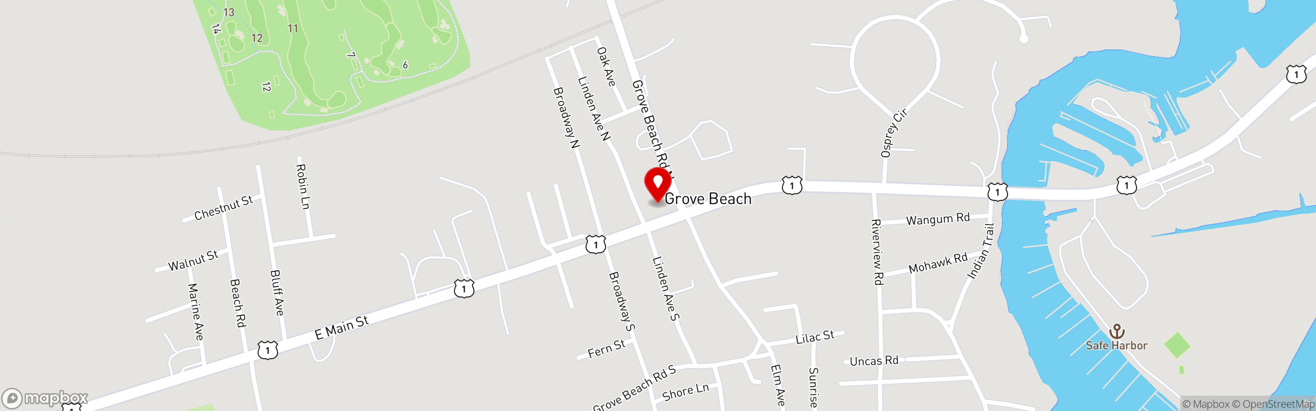 Street map pinning Lenny & Joe's in Westbrook