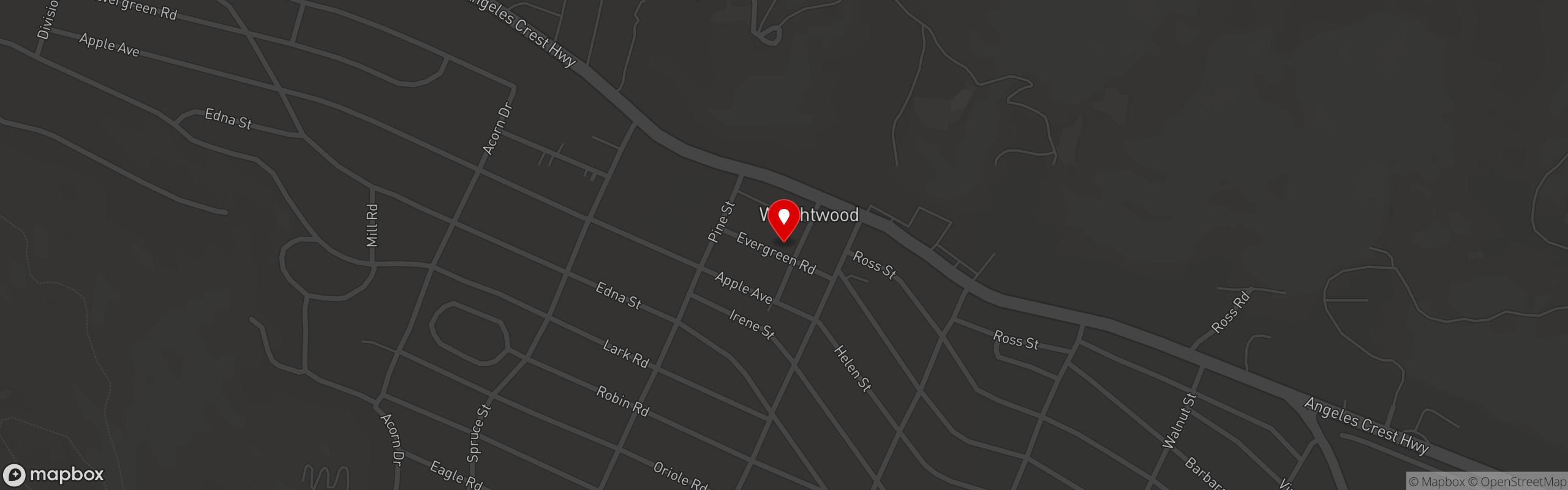 Street map pinning The Yodeler in Wrightwood, CA
