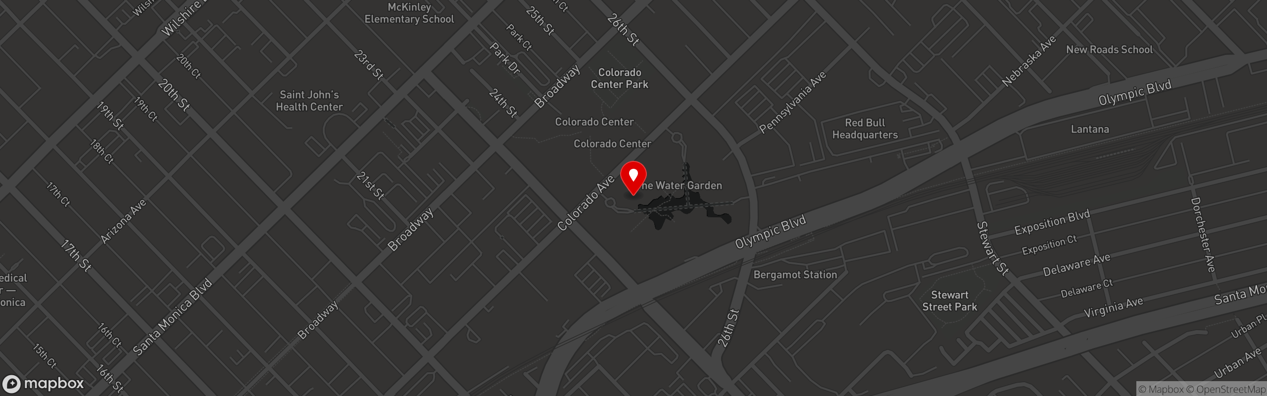 Street map pinning Mrs. Winston's - L.A.'s Best Salad & Juice Bar in Santa Monica