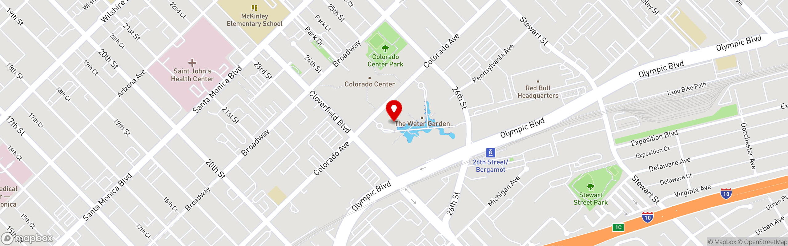 Street map pinning Mrs. Winston's - L.A.'s Best Salad & Juice Bar in Santa Monica