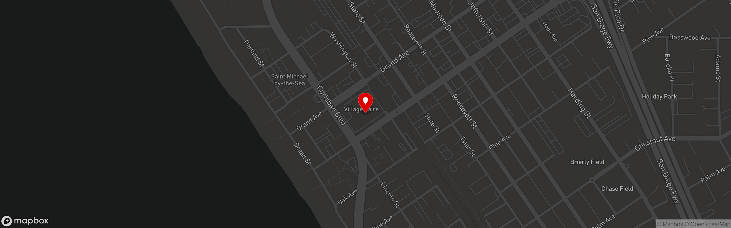 Street map pinning The Naked Cafe in Carlsbad