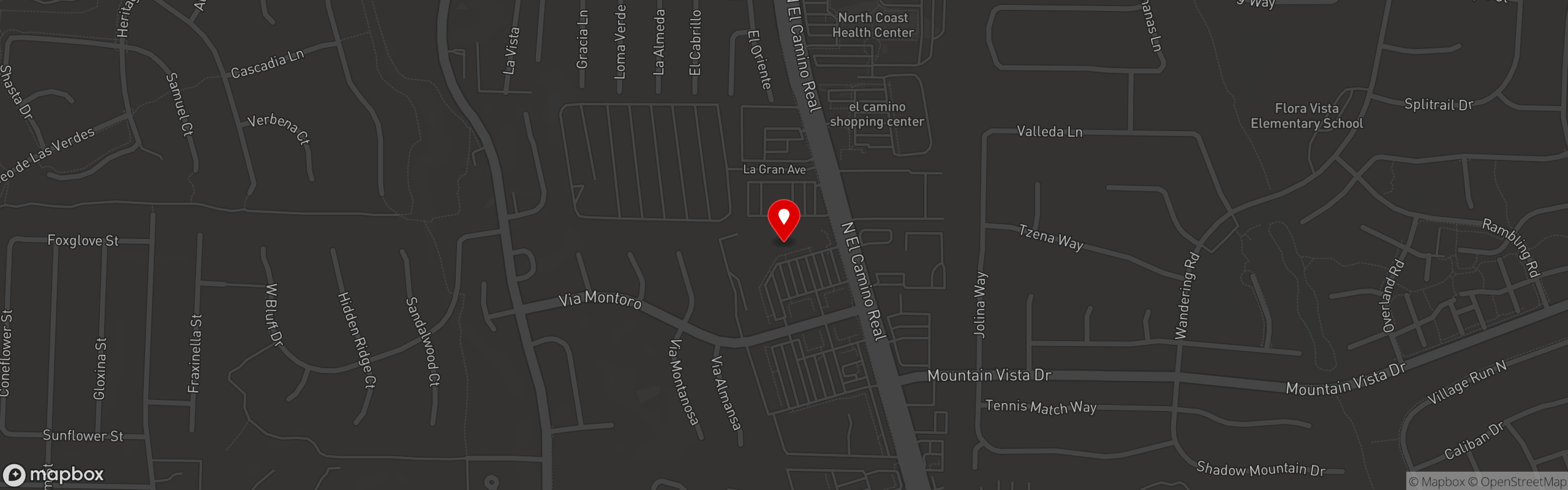 Street map pinning The Naked Cafe in Encinitas