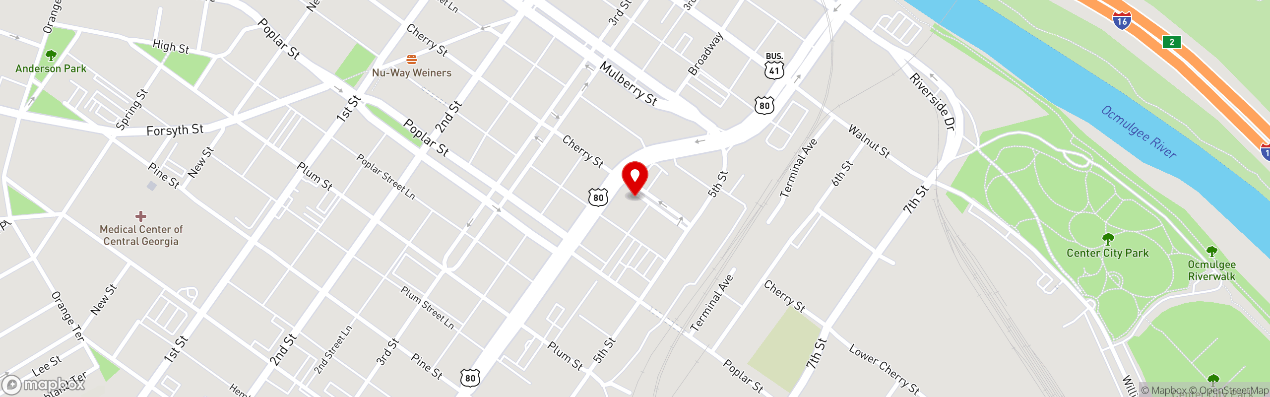 Street map pinning Cashman's Pub in Macon