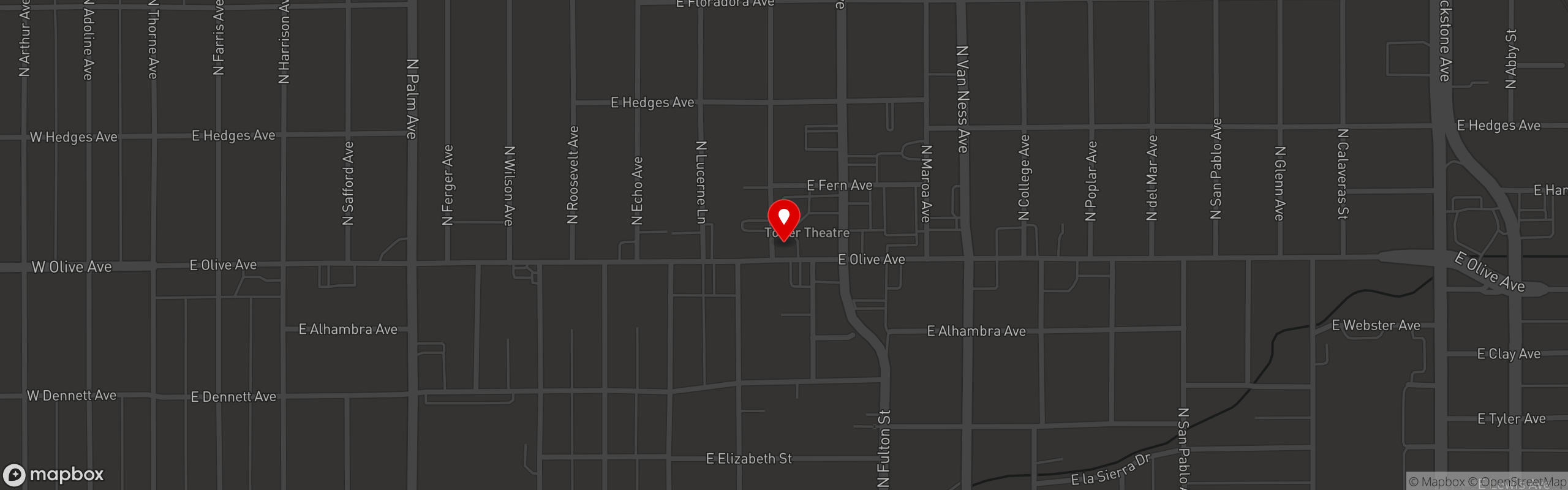 Street map pinning Sequoia Brewing Co in Tower District