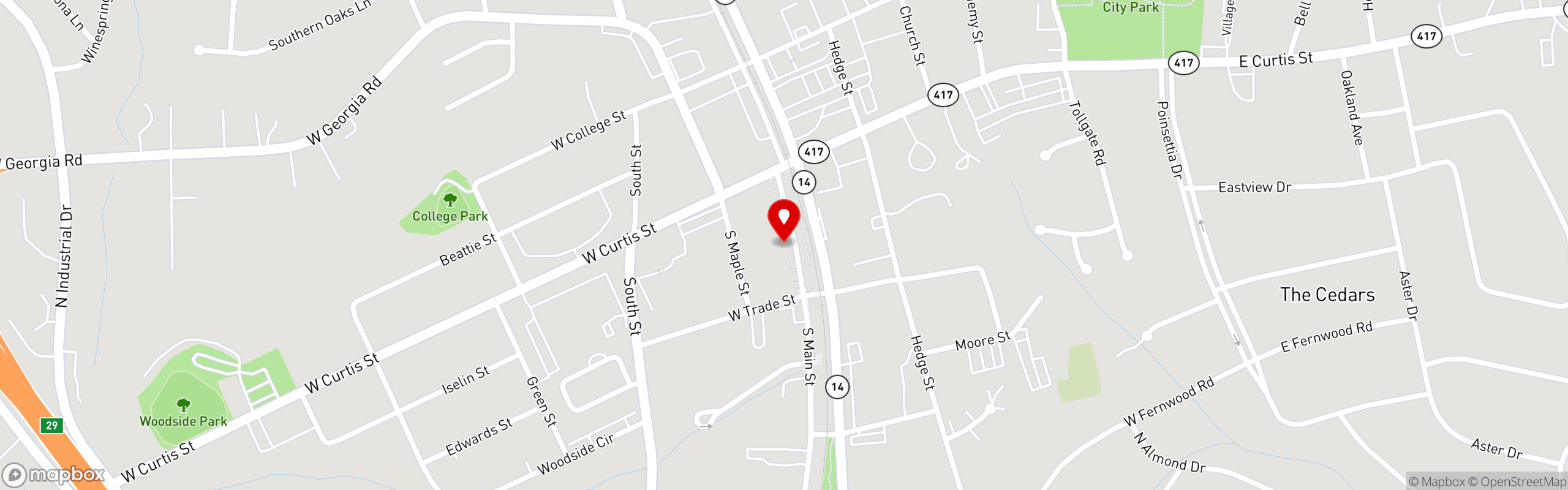 Street map pinning The Slice in The Slice- Simpsonville