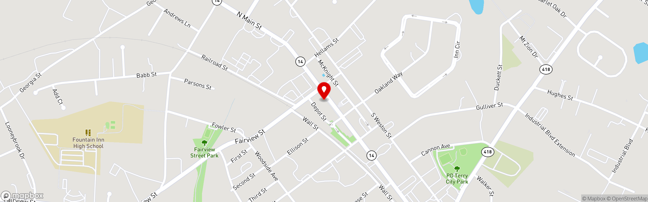 Street map pinning The Slice in The Slice 2.0- Fountain Inn