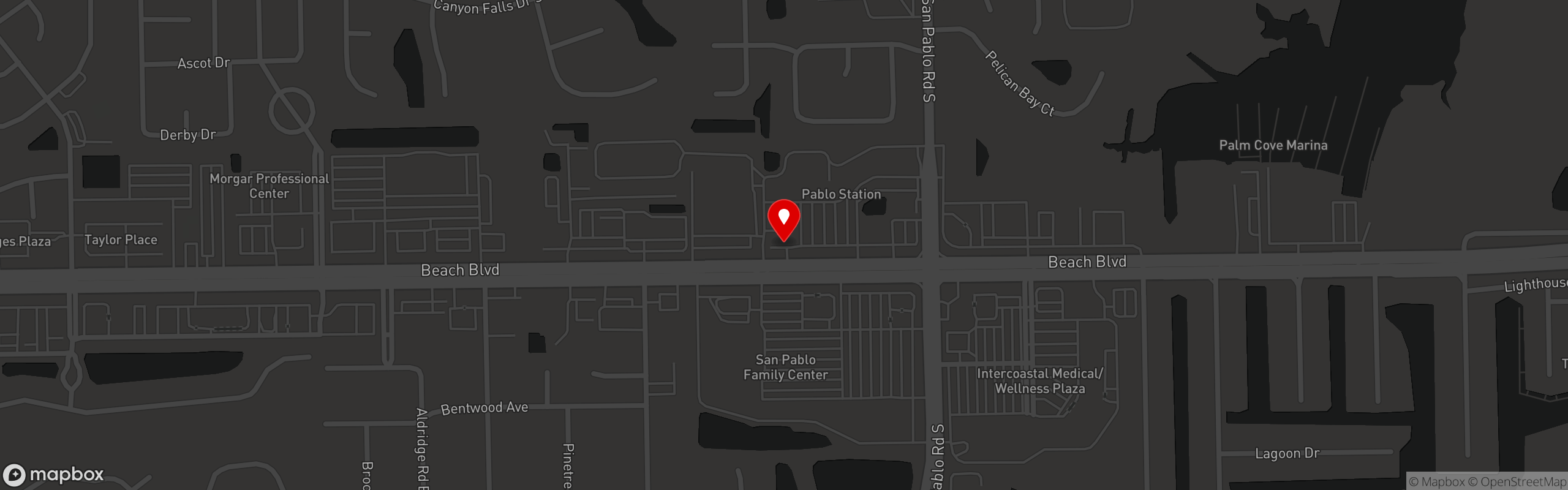 Street map pinning Orange Blossoms in Jacksonville Intracoastal West