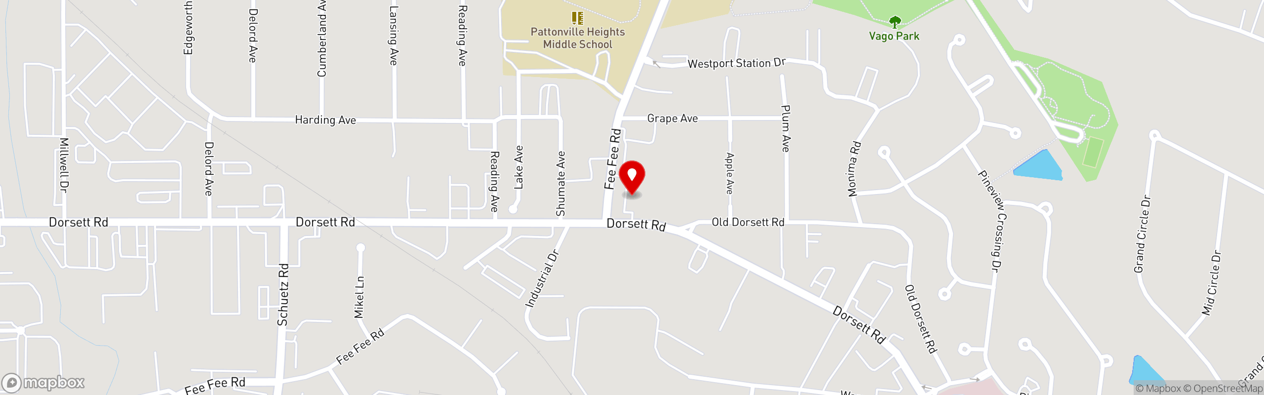 Street map pinning Tony's Donuts & Cafe in Maryland Heights