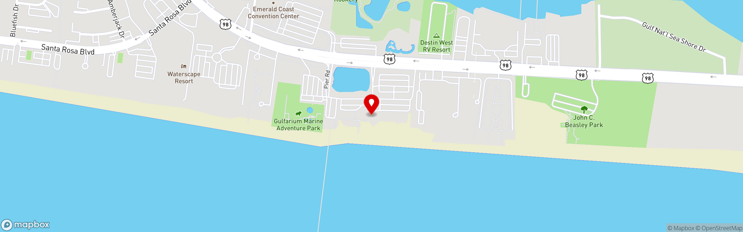 Street map pinning The Crab Trap in Fort Walton Beach