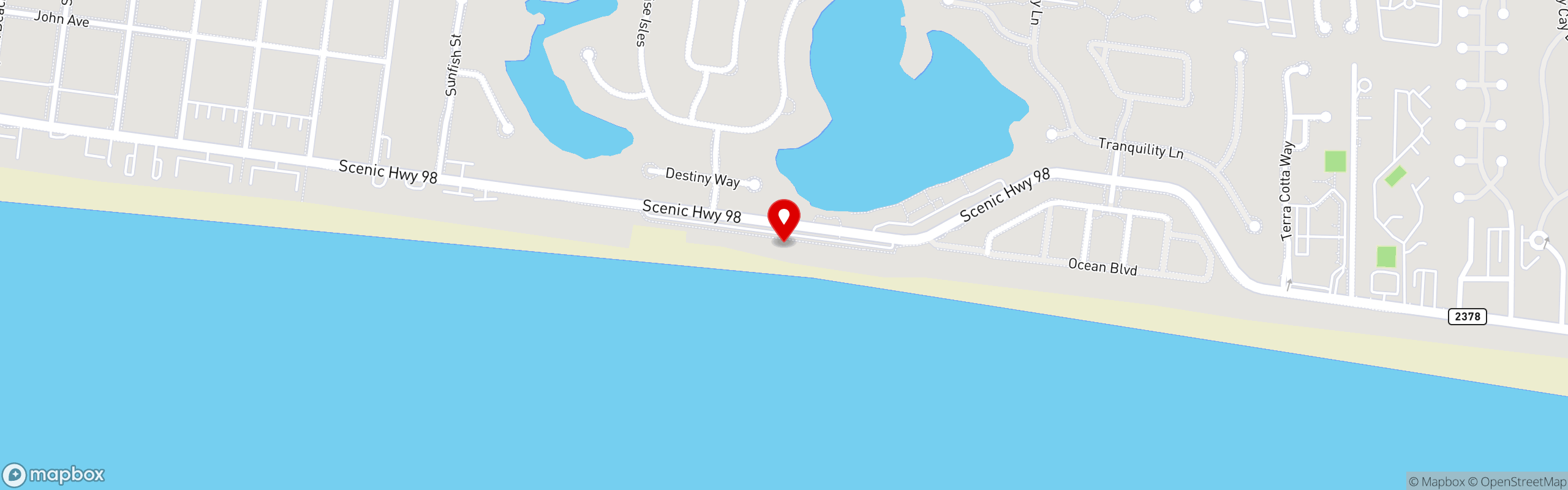 Street map pinning The Crab Trap in Destin