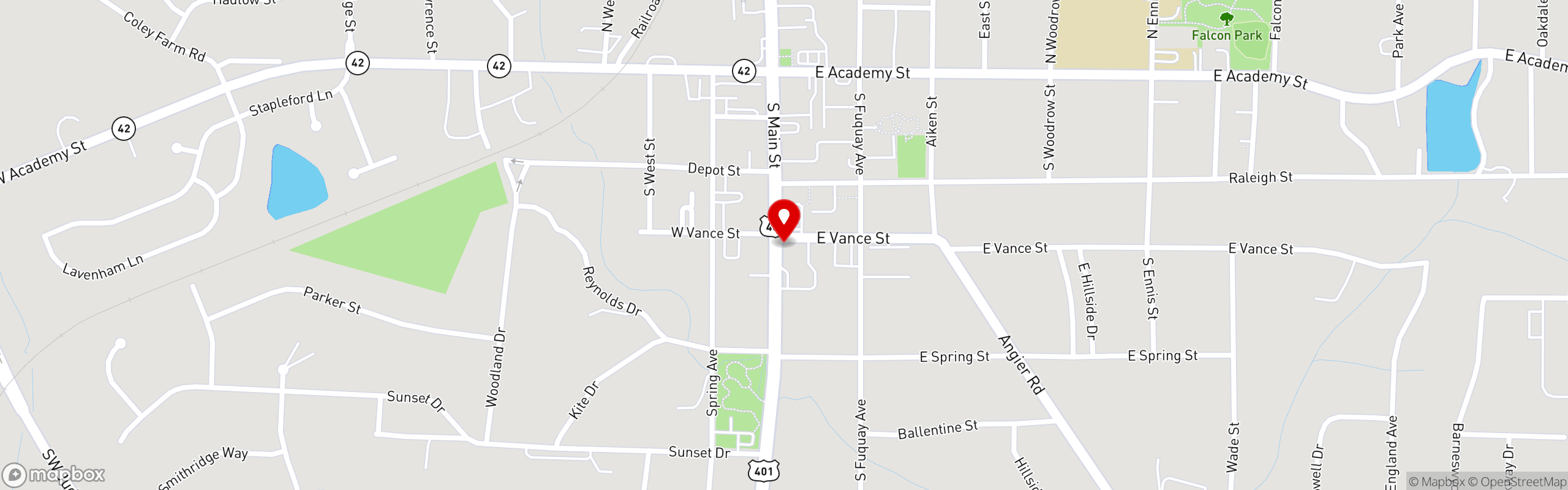 Street map pinning The Mason Jar Tavern in The Mason Jar Tavern Fuquay-Varina