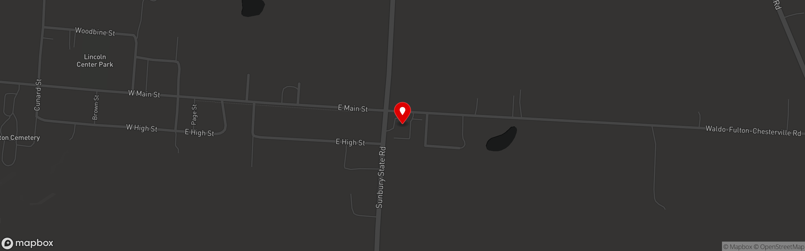 Street map pinning Boondock's Restaurant & Drive Thru in Cardington, Ohio