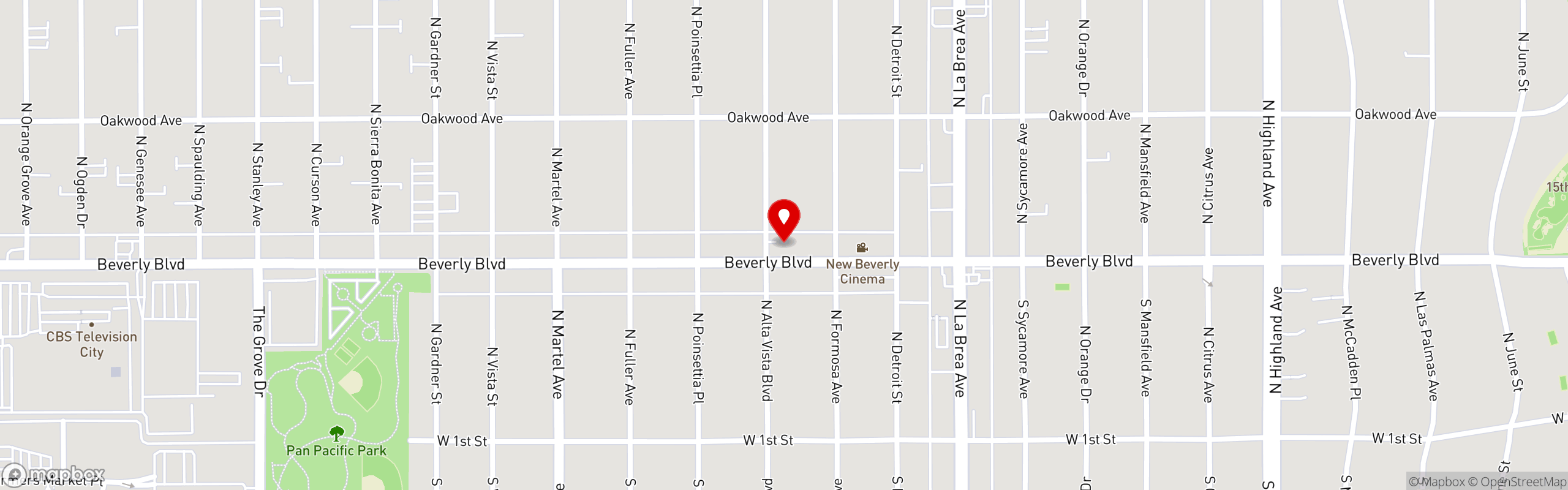 Street map pinning Jinky's Cafe in Los Angeles