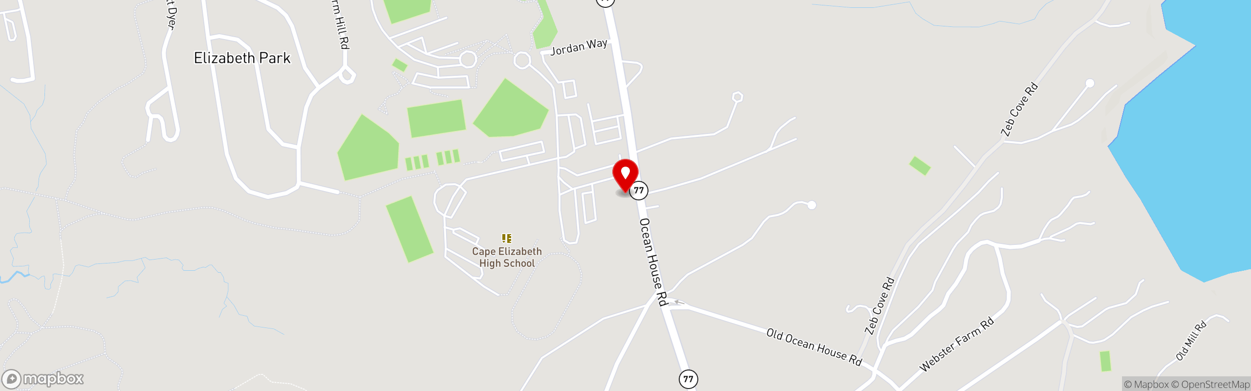 Street map pinning C Salt Gourmet Market in Cape Elizabeth