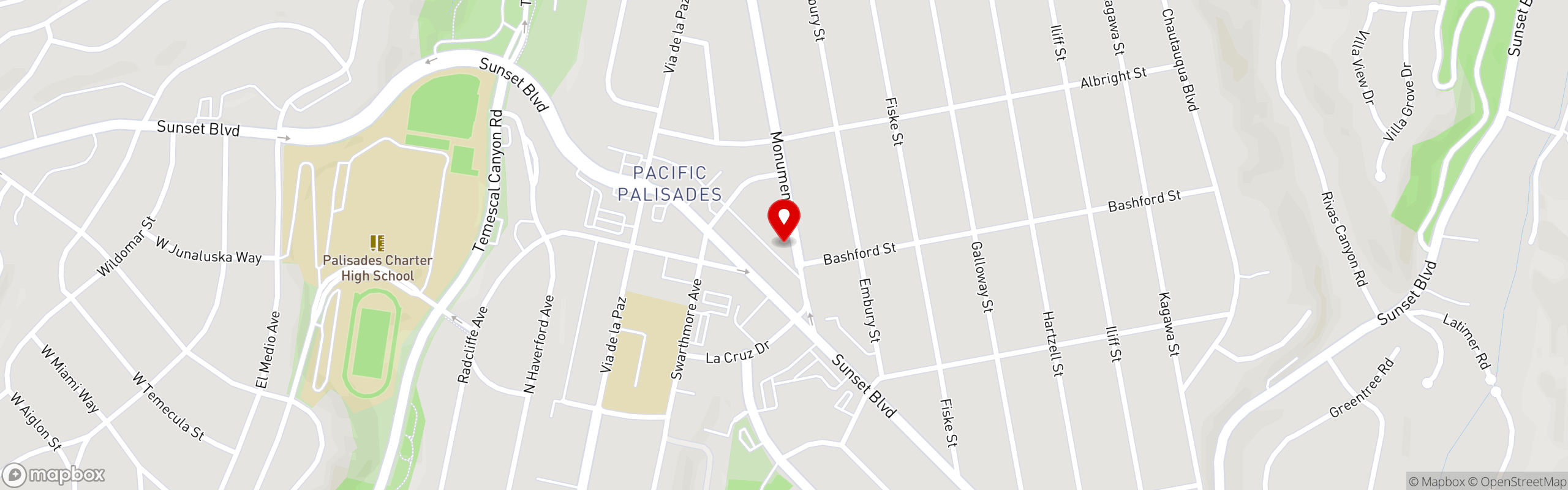 Street map pinning Blue Ribbon Sushi Palisades in Blue Ribbon Sushi