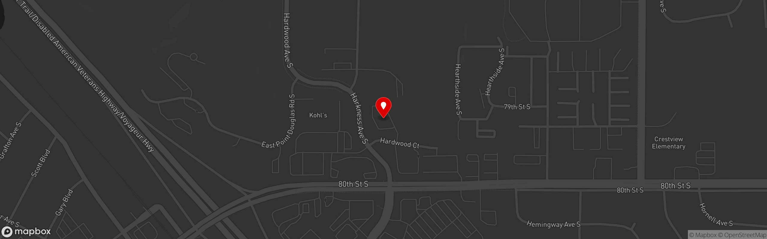 Street map pinning Muddy Cow in Cottage Grove