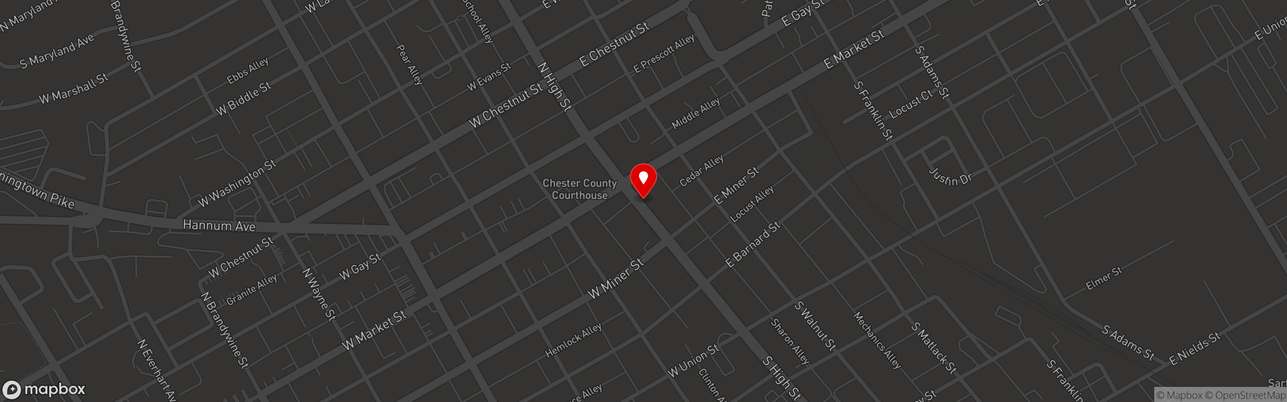 Street map pinning Barnaby's - West Chester in Barnaby's - West Chester