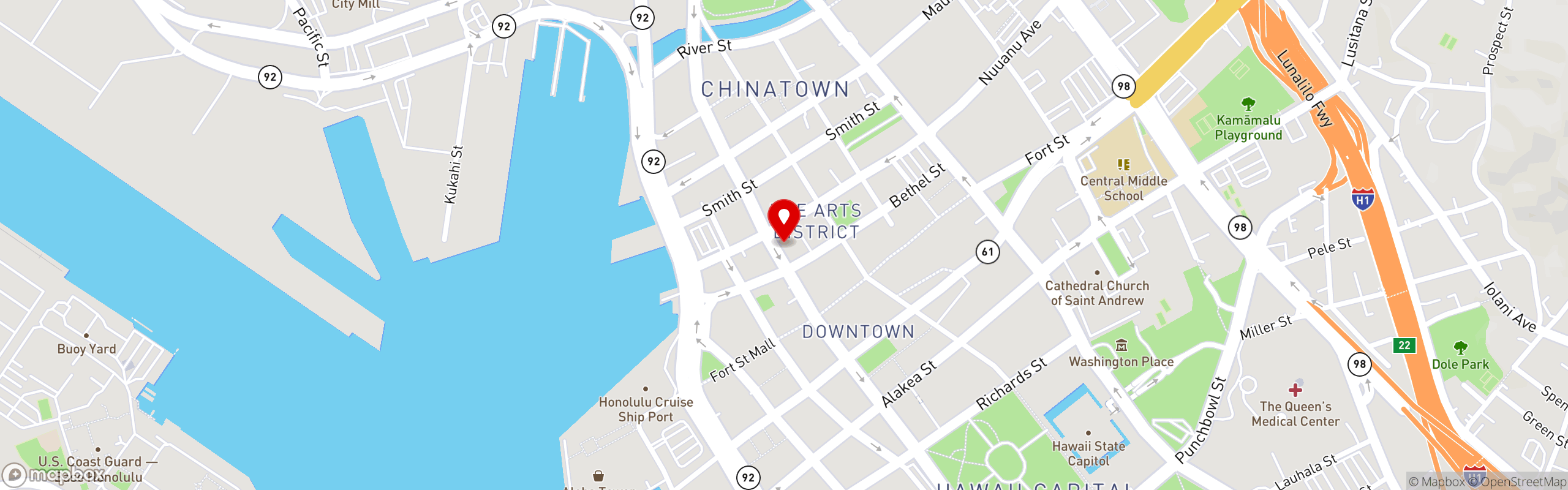 Street map pinning The Nighthawk in The Nighthawk - Honolulu, Hi