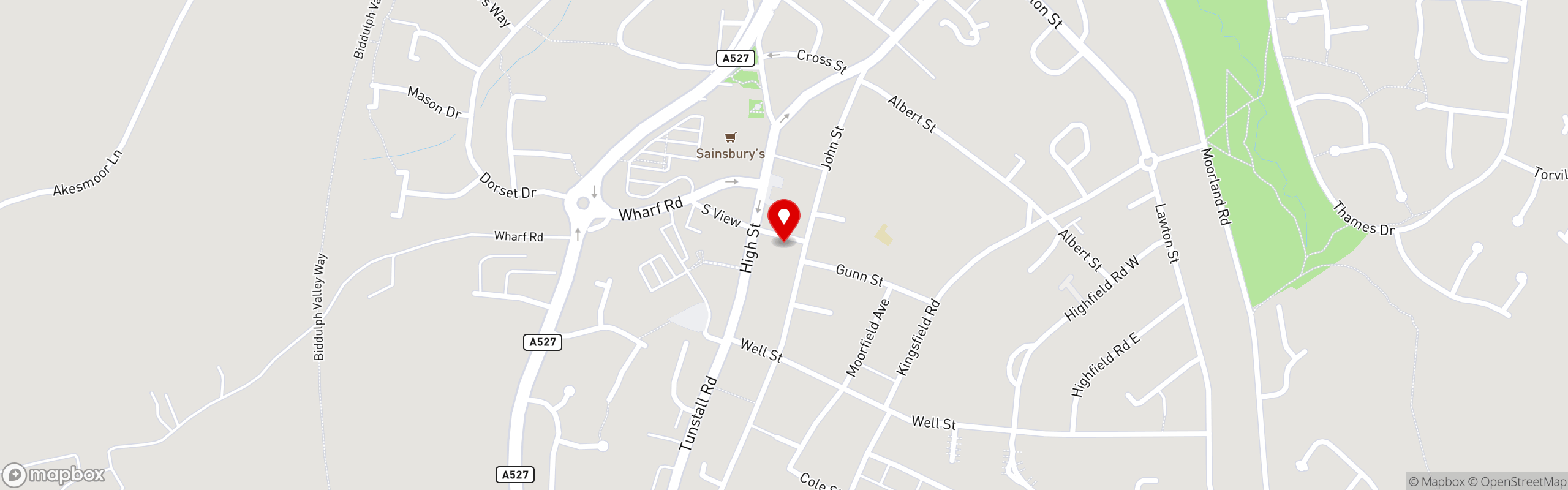 Street map showing the location of Biddulph Fish Bar in Biddulph Fish Bar