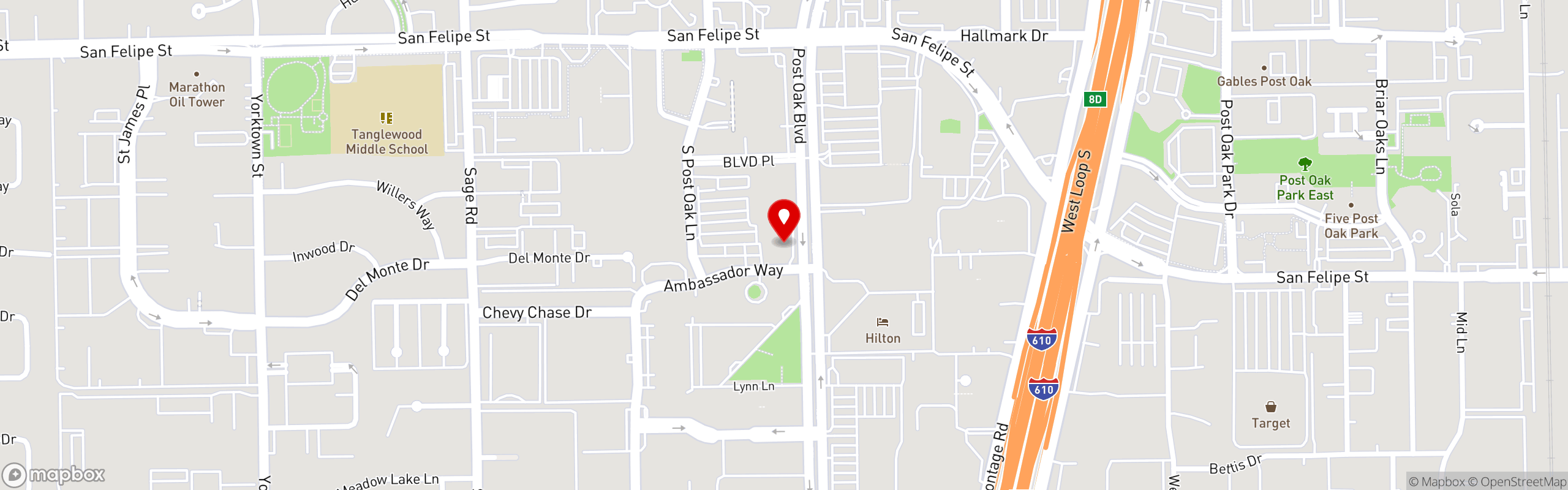 Street map pinning Turner's in Houston