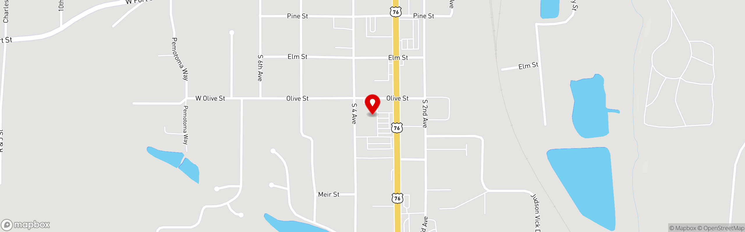 Street map pinning Pizza King in Chatsworth