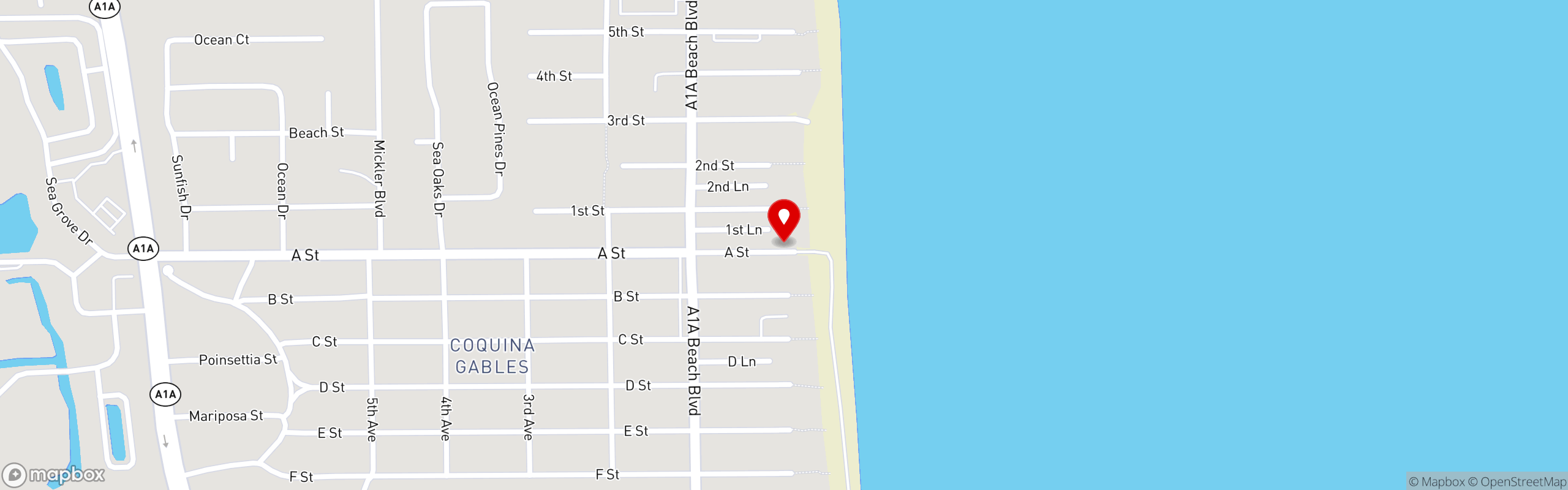Street map pinning Beachcomber St. Augustine in Beachcomber St. Augustine